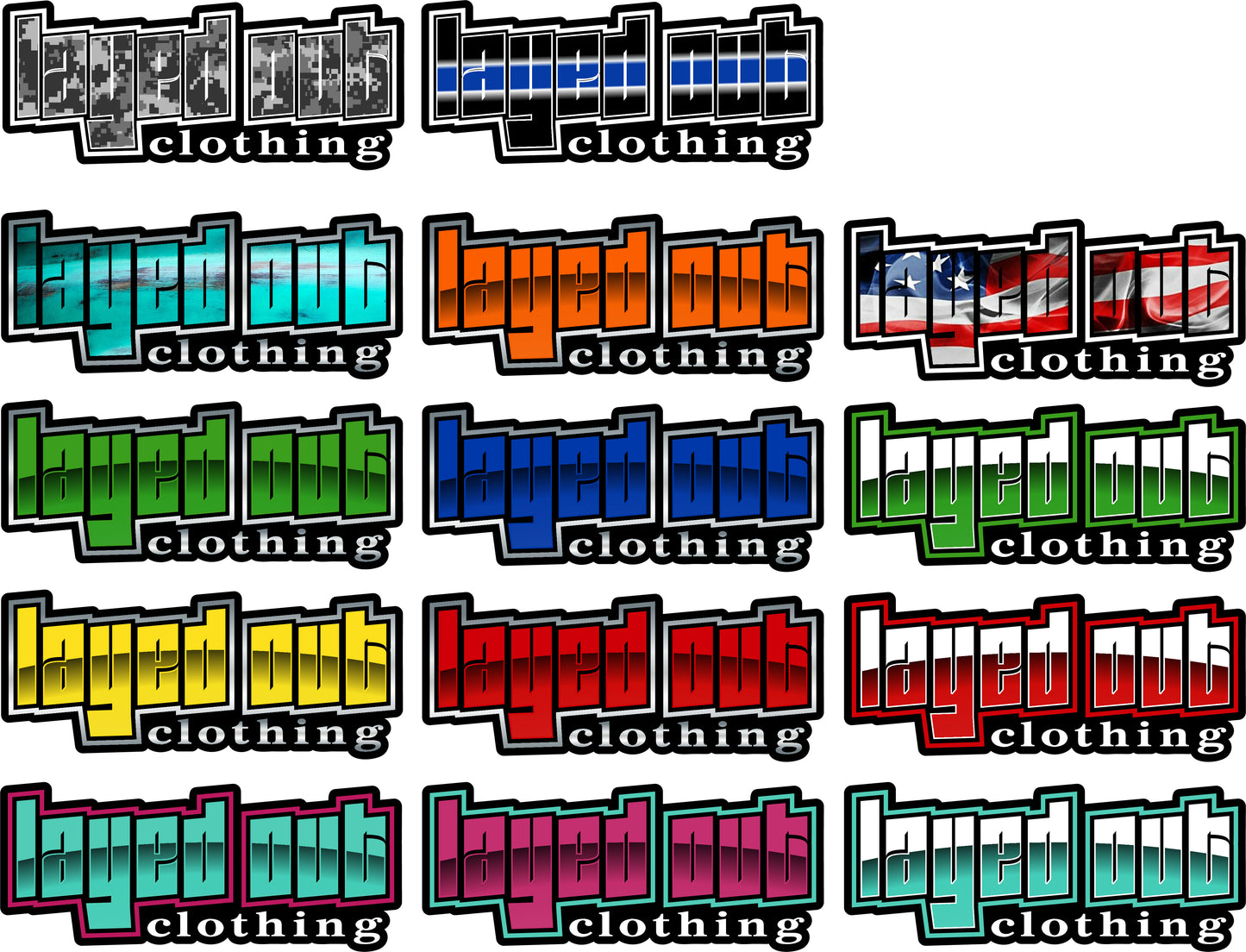 Layed Out Clothing Stickers